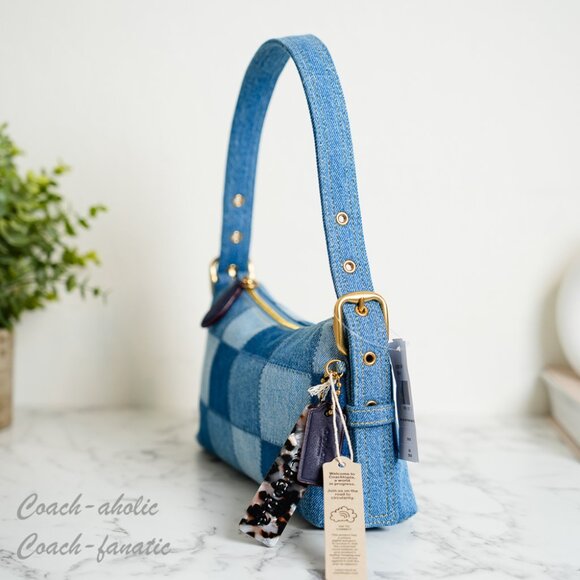 Coach Coachtopia Alter/Ego Small Slouchy Shoulder Bag In Upcrafted Cotton CDT10 - Picture 8 of 16